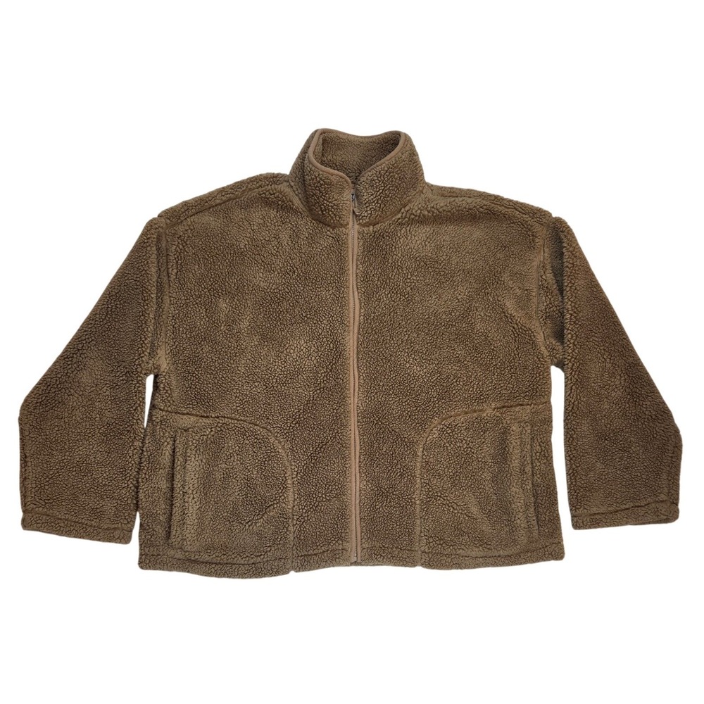 Chaps Brown Cozy‎ Sherpa Zip up Long Sleeve Jacket Coat XXL Fall Winter Staple